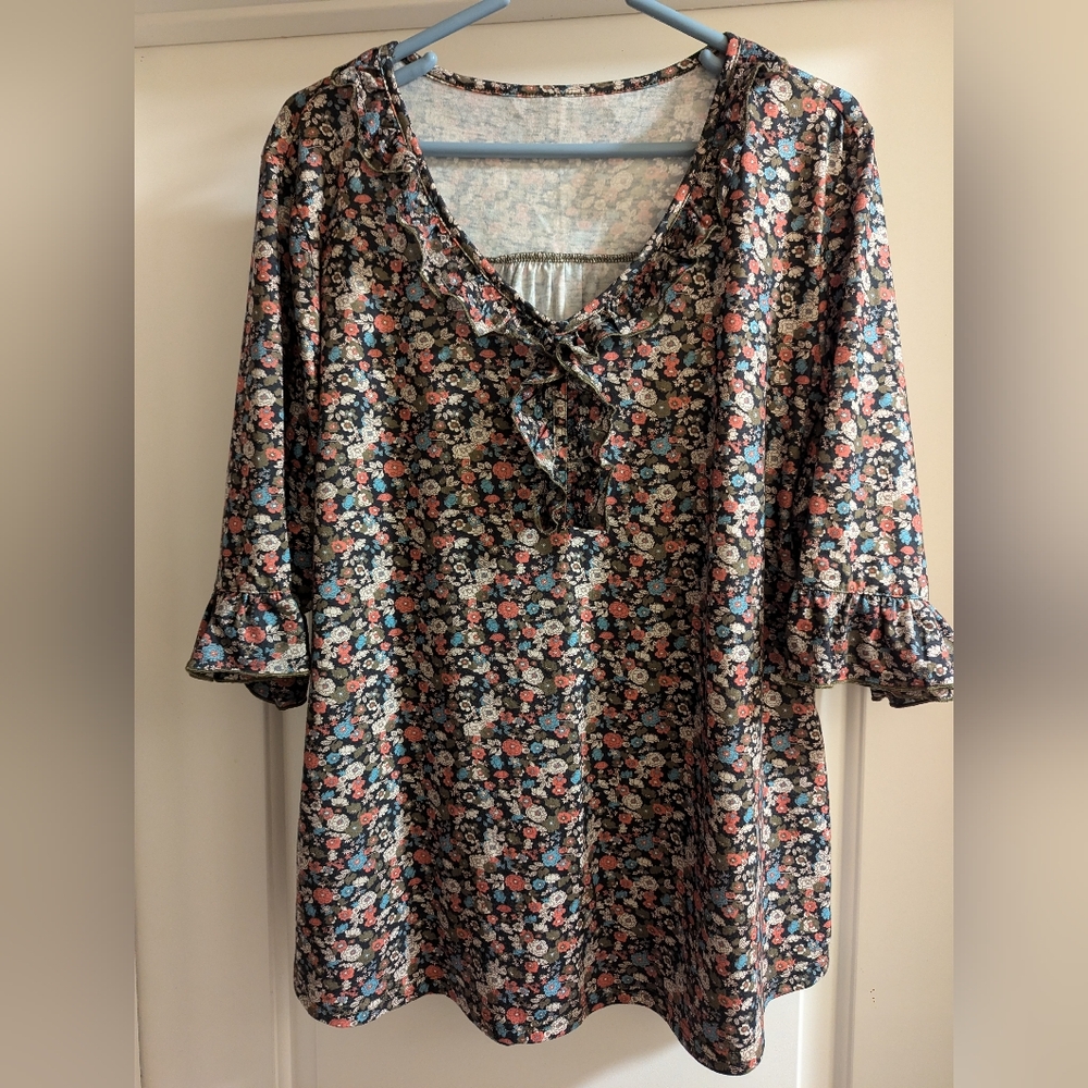 Women's casual dress 2XL 3/4 length sleeve, V-Neck